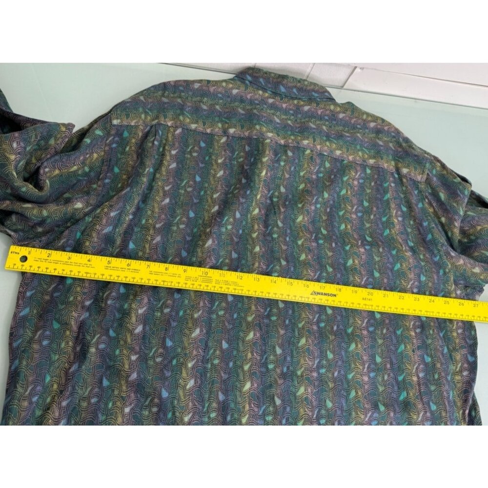 Jhane Barnes Men Shirt XL Abstract Psychedelic Long Sleeve Button Up Disco - Picture 6 of 8